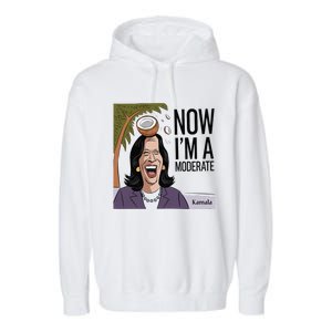 Funny Kamala Harris Now Moderate After Coconut Fell On Head Garment-Dyed Fleece Hoodie