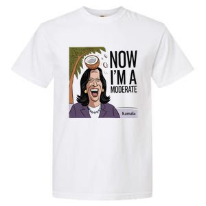 Funny Kamala Harris Now Moderate After Coconut Fell On Head Garment-Dyed Heavyweight T-Shirt