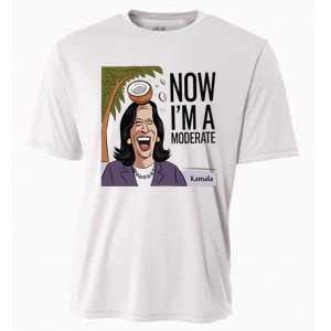 Funny Kamala Harris Now Moderate After Coconut Fell On Head Cooling Performance Crew T-Shirt