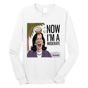 Funny Kamala Harris Now Moderate After Coconut Fell On Head Long Sleeve Shirt