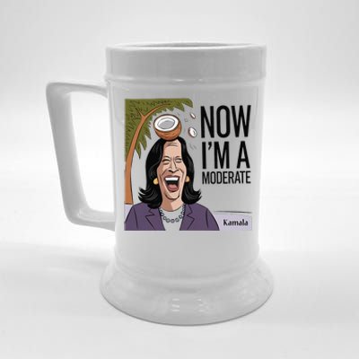 Funny Kamala Harris Now Moderate After Coconut Fell On Head Beer Stein