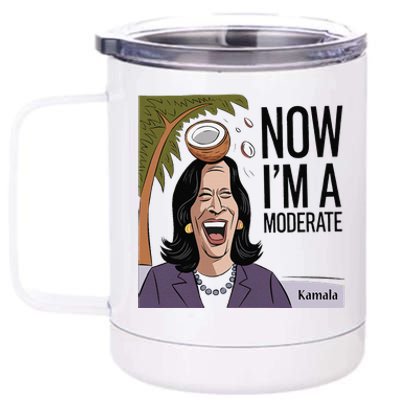 Funny Kamala Harris Now Moderate After Coconut Fell On Head 12 oz Stainless Steel Tumbler Cup