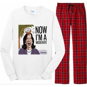 Funny Kamala Harris Now Moderate After Coconut Fell On Head Long Sleeve Pajama Set