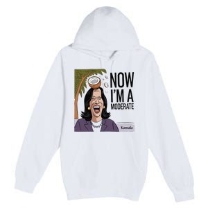 Funny Kamala Harris Now Moderate After Coconut Fell On Head Premium Pullover Hoodie