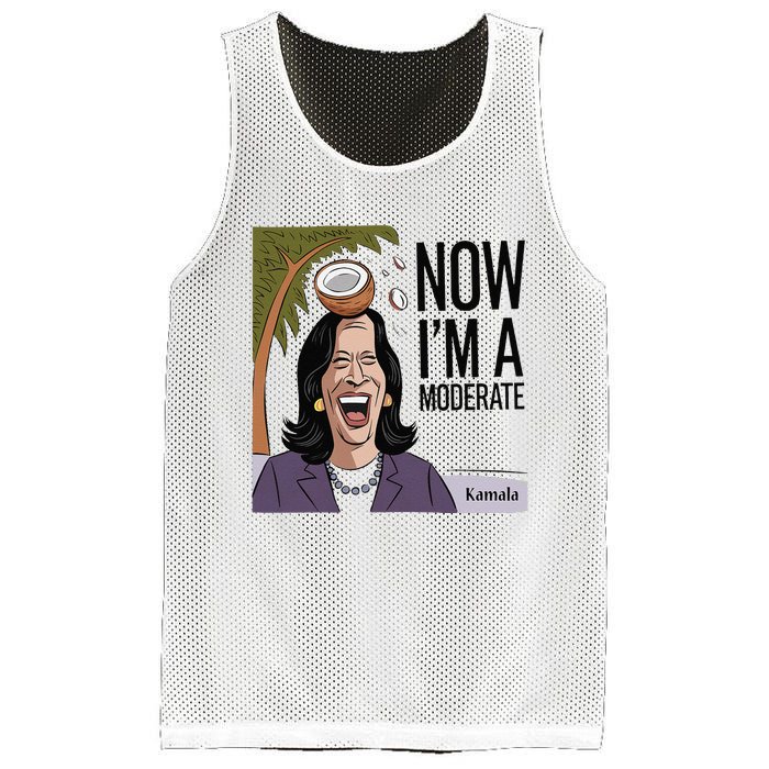 Funny Kamala Harris Now Moderate After Coconut Fell On Head Mesh Reversible Basketball Jersey Tank