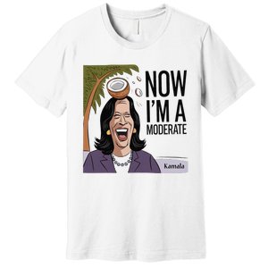 Funny Kamala Harris Now Moderate After Coconut Fell On Head Premium T-Shirt