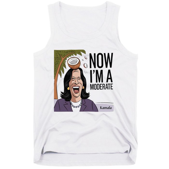 Funny Kamala Harris Now Moderate After Coconut Fell On Head Tank Top