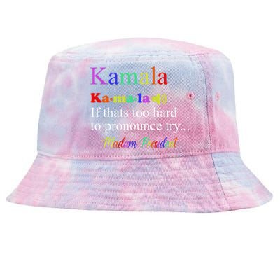 Funny Kamala Harris 2024 Madam President Harris Tie-Dyed Bucket Hat