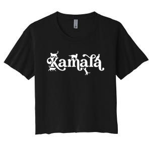 Funny Kamala Harris Cat Lettering Women's Crop Top Tee