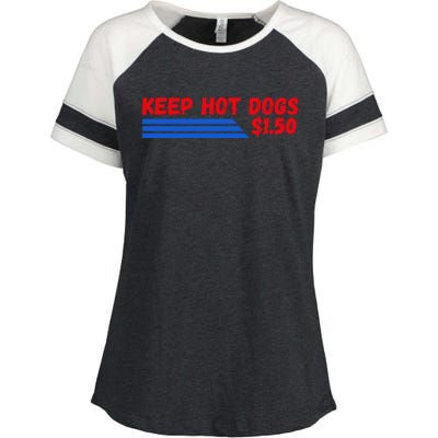 Funny Keep Hot Dogs $1.50 Dollars Enza Ladies Jersey Colorblock Tee