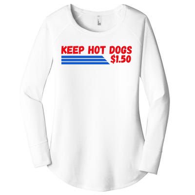 Funny Keep Hot Dogs $1.50 Dollars Women's Perfect Tri Tunic Long Sleeve Shirt