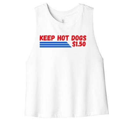 Funny Keep Hot Dogs $1.50 Dollars Women's Racerback Cropped Tank