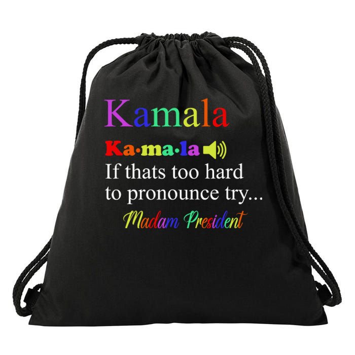 Funny Kamala Harris 2024 Madam President Harris Drawstring Bag