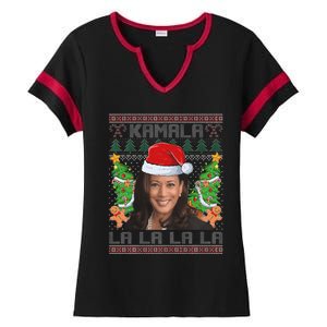 Funny Kamala Harris 2024 Christmas Comma La Xmas Ladies Halftime Notch Neck Tee