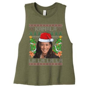 Funny Kamala Harris 2024 Christmas Comma La Xmas Women's Racerback Cropped Tank