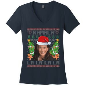 Funny Kamala Harris 2024 Christmas Comma La Xmas Women's V-Neck T-Shirt