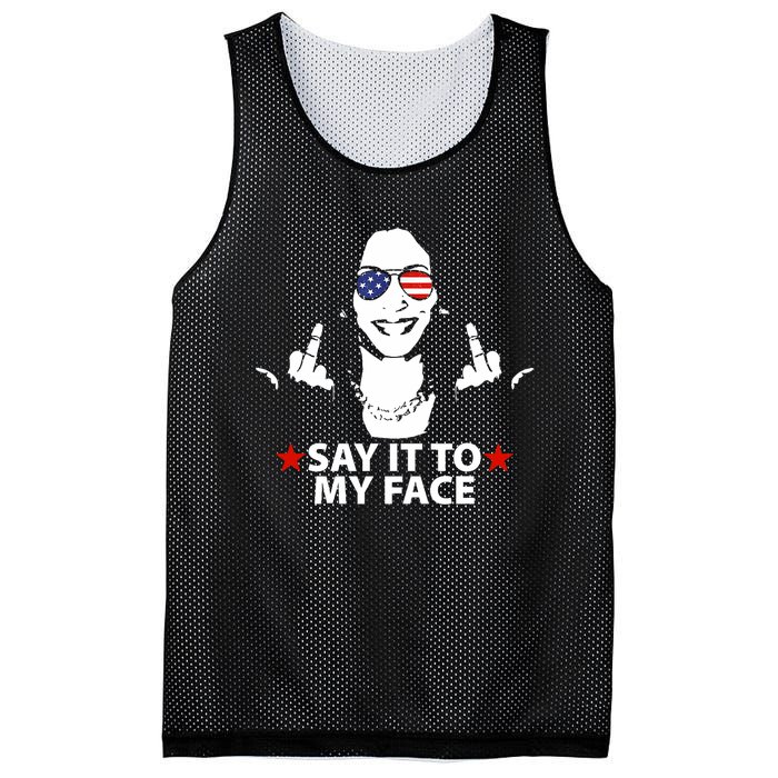 Funny Kamala Harris Middle Finger Say It To My Face 2024 Mesh Reversible Basketball Jersey Tank