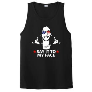 Funny Kamala Harris Middle Finger Say It To My Face 2024 PosiCharge Competitor Tank