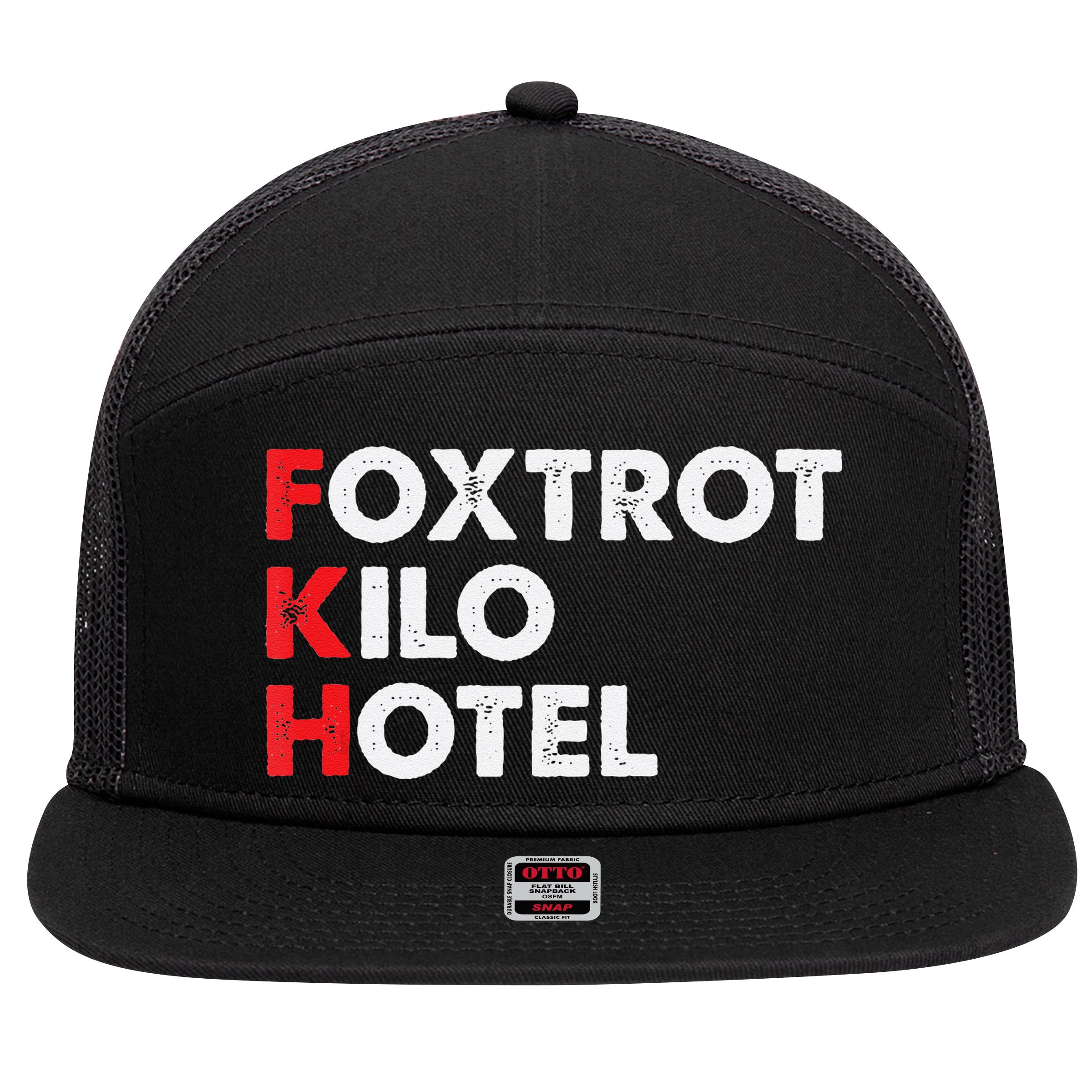 Foxtrot Kilo Hotel Fkh Funny Kamala 7 Panel Mesh Trucker Snapback Hat