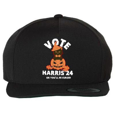 Funny Kamala Harris Halloween 2024 Harris Cat Halloween Cool Gift Wool Snapback Cap