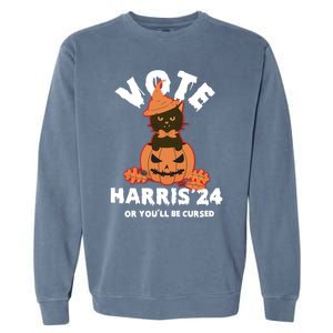 Funny Kamala Harris Halloween 2024 Harris Cat Halloween Cool Gift Garment-Dyed Sweatshirt