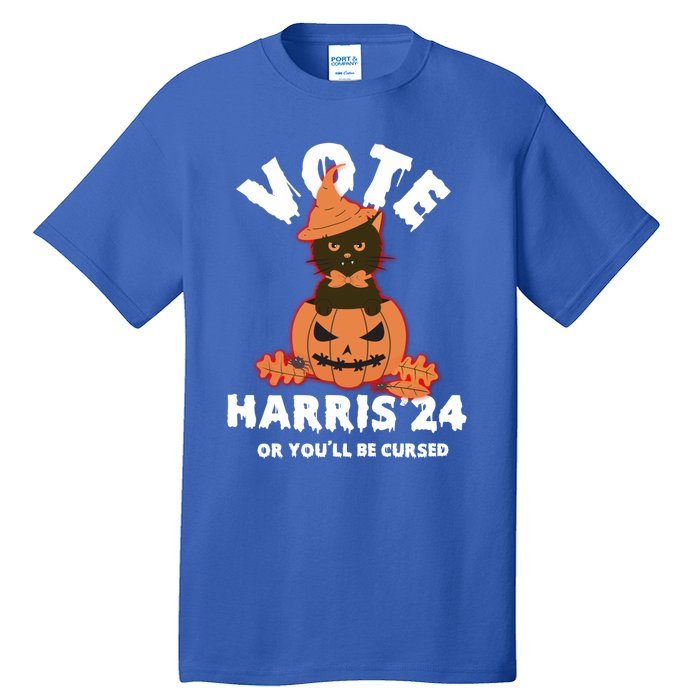 Funny Kamala Harris Halloween 2024 Harris Cat Halloween Cool Gift Tall T-Shirt