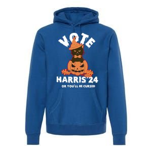 Funny Kamala Harris Halloween 2024 Harris Cat Halloween Cool Gift Premium Hoodie