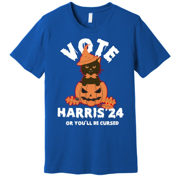 Funny Kamala Harris Halloween 2024 Harris Cat Halloween Cool Gift Premium T-Shirt