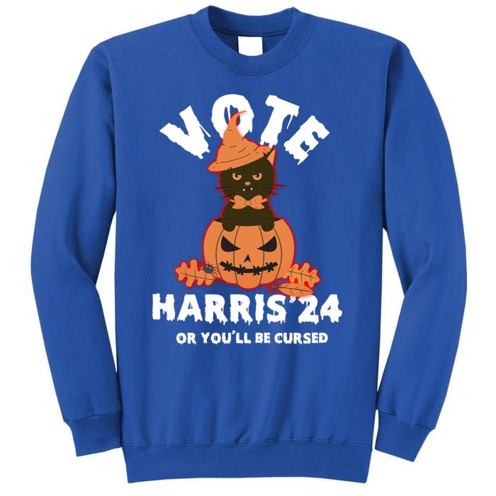 Funny Kamala Harris Halloween 2024 Harris Cat Halloween Cool Gift Tall Sweatshirt