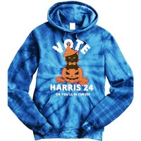 Funny Kamala Harris Halloween 2024 Harris Cat Halloween Cool Gift Tie Dye Hoodie