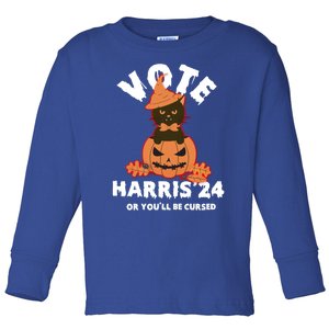 Funny Kamala Harris Halloween 2024 Harris Cat Halloween Cool Gift Toddler Long Sleeve Shirt