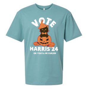 Funny Kamala Harris Halloween 2024 Harris Cat Halloween Cool Gift Sueded Cloud Jersey T-Shirt