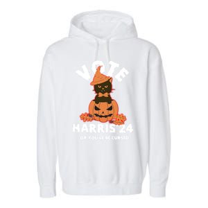 Funny Kamala Harris Halloween 2024 Harris Cat Halloween Cool Gift Garment-Dyed Fleece Hoodie