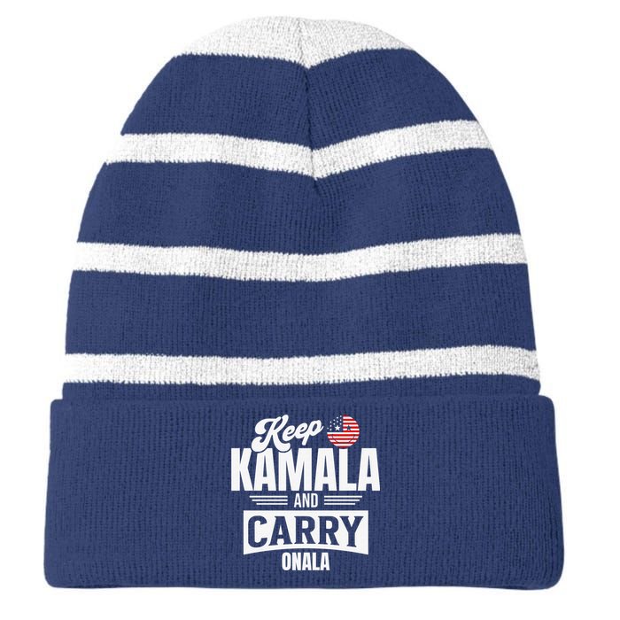 Funny Kamala Harris President Striped Beanie with Solid Band