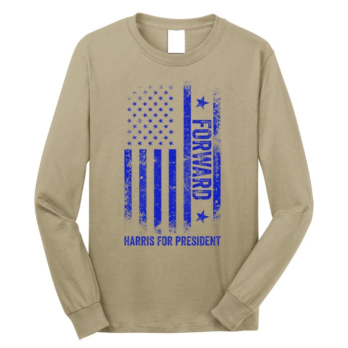 Forward Kamala Harris 2024 Usa Flag Political Long Sleeve Shirt