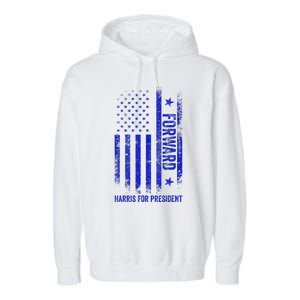 Forward Kamala Harris 2024 Usa Flag Political Garment-Dyed Fleece Hoodie