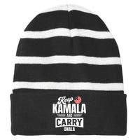 Funny Kamala Harris President Striped Beanie with Solid Band