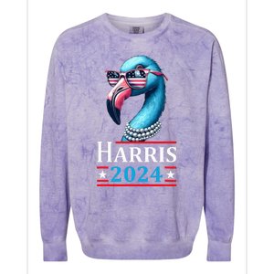 Flamingo Kamala Harris Chucks And Pearls Kamala Harris 2024 Colorblast Crewneck Sweatshirt