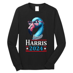 Flamingo Kamala Harris Chucks And Pearls Kamala Harris 2024 Long Sleeve Shirt