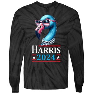 Flamingo Kamala Harris Chucks And Pearls Kamala Harris 2024 Tie-Dye Long Sleeve Shirt