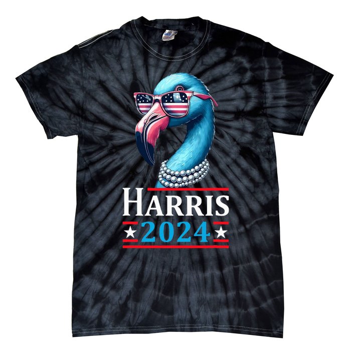 Flamingo Kamala Harris Chucks And Pearls Kamala Harris 2024 Tie-Dye T-Shirt