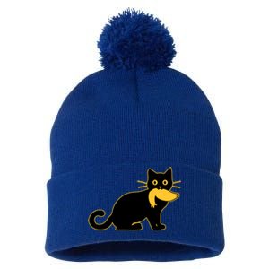 Funny Kamala Harris Cat Vs Donald Trump Hair 2024 Election Pom Pom 12in Knit Beanie