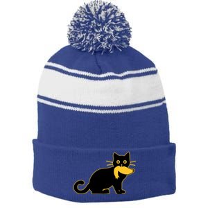 Funny Kamala Harris Cat Vs Donald Trump Hair 2024 Election Stripe Pom Pom Beanie