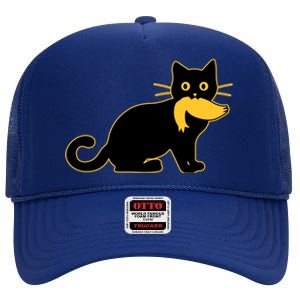 Funny Kamala Harris Cat Vs Donald Trump Hair 2024 Election High Crown Mesh Back Trucker Hat