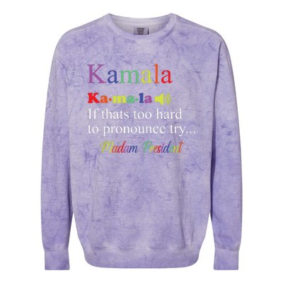 Funny Kamala Harris 2024 Madam President Harris Colorblast Crewneck Sweatshirt