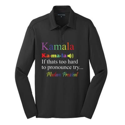 Funny Kamala Harris 2024 Madam President Harris Silk Touch Performance Long Sleeve Polo