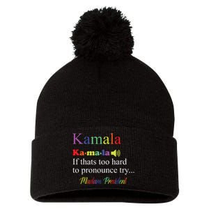 Funny Kamala Harris 2024 Madam President Harris Pom Pom 12in Knit Beanie