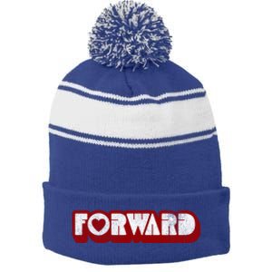 Forward Kamala Harris Tim Walz Waltz 2024 Gift Stripe Pom Pom Beanie