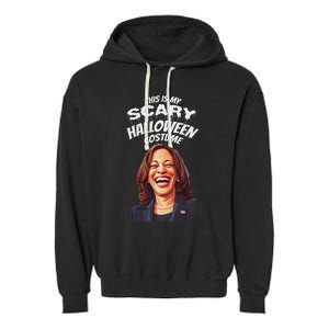 Funny Kamala Harris Scary Halloween Gag President Costume Garment-Dyed Fleece Hoodie