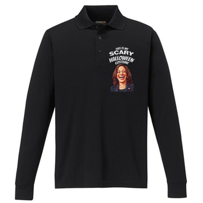 Funny Kamala Harris Scary Halloween Gag President Costume Performance Long Sleeve Polo